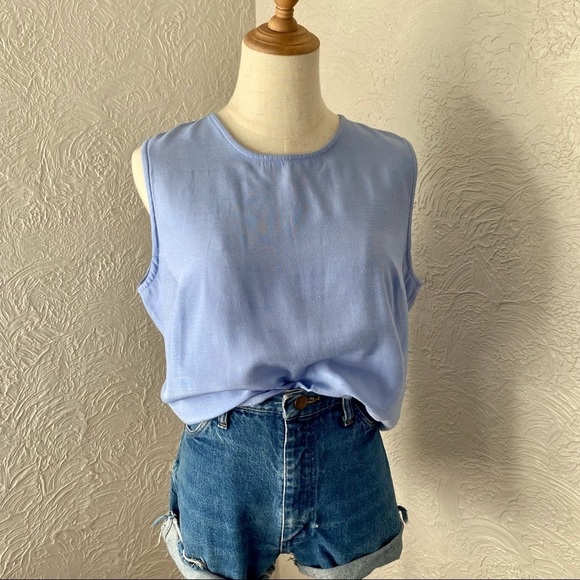 Vintage Tops - Vintage Sag Harbor Baby Blue Sleeveless Top